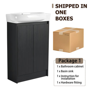 23" Freestanding Bathroom Vanity with Sink and Storage Rack