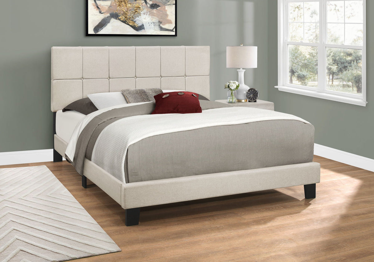 Queen Size Bed, Upholstered, Transitional - Beige - Best Buy Furniture