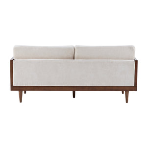 EMIR 72" Square Arm 3-Seater Boucle Sofa with Cane Rattan and Wooden Frame