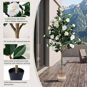 Artificial Camellia Tree 5-FT Faux Plants Indoor