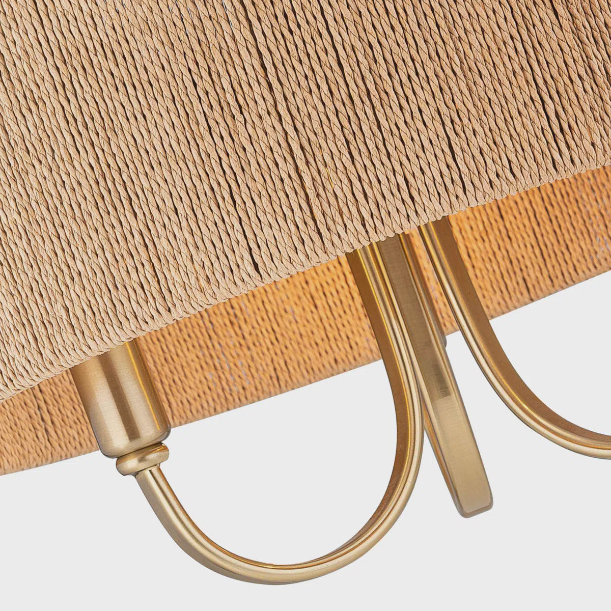 3-Light 18-Inch Farmhouse Drum Chandelier, Gold Iron and Paper Rope