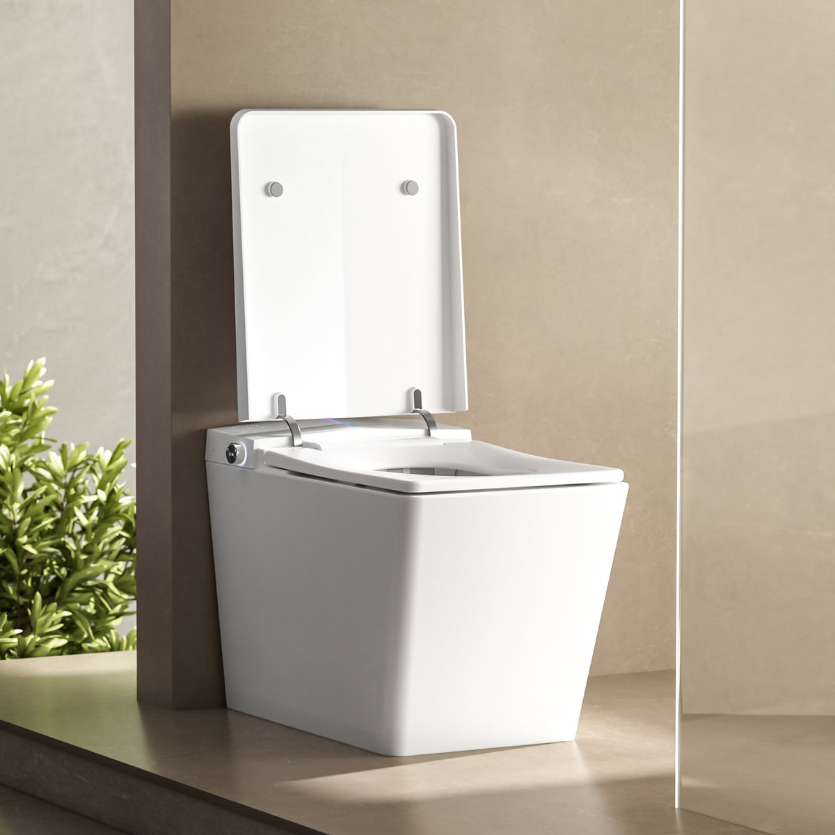 Square Smart Toilet with Built-in Tank for Modern Bathroom