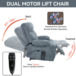 Grey Chenille Power Lift Recliner Chair