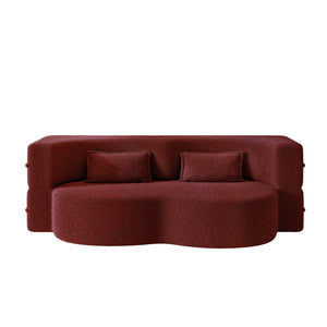 Modern Floor Sleeper Sofa Bed With 2 Pillows, Convertible Twin Size Folding Mattress For Living Room