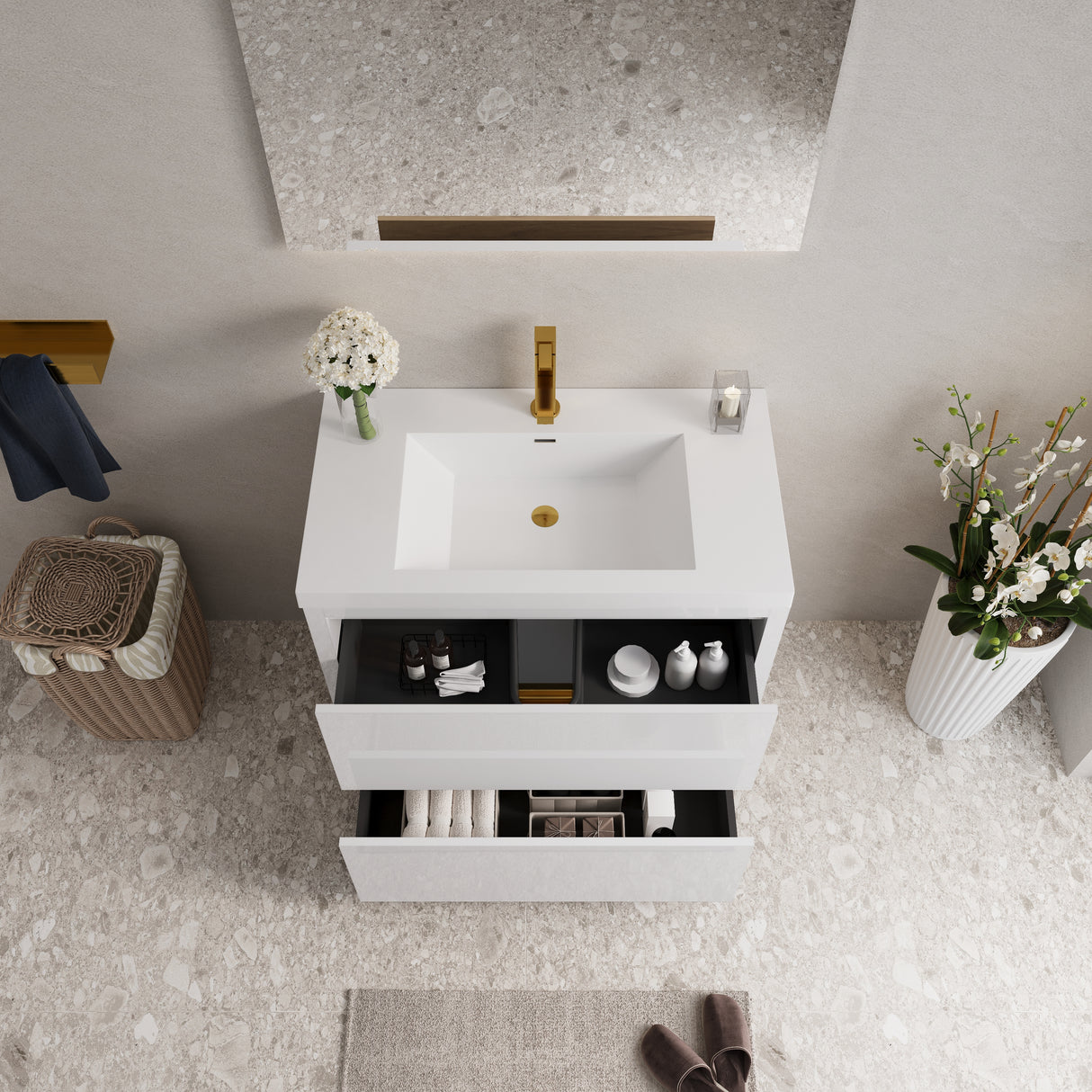 36" Freestanding Bathroom Vanity with Sink and Storage Cabinet