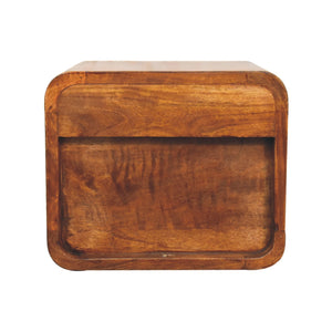 Solid Wood Floating Mini Nightstand, 2-Drawers, Chestnut