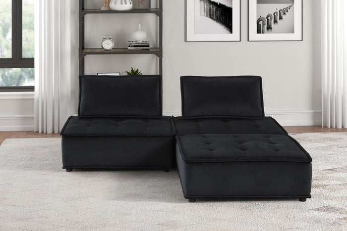 Anna Stylish Sectional Sofa Ottoman with Modular Design - Black or Gray