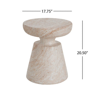 Outdoor / Indoor Lightweight Concrete Side Table, Travertine - Beige - Best Buy Furniture