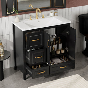 Bathroom Vanity With Sink, Soft Closing Doors & Drawers, Metal Handles - Best Buy Furniture