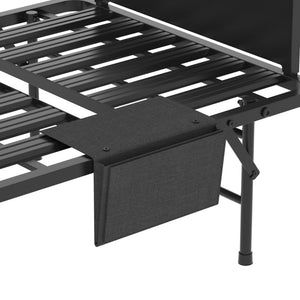 Twin Folding Bed With Adjustable Headboard & Memory Foam Mattress, Portable Coton Wheels For Tall People, Space-Saving Guest Bed - Black