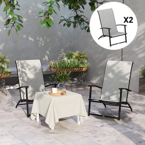 Outsunny Folding Patio Chairs Set of 2, Portable Outdoor Dining Chairs with High Back, Armrests