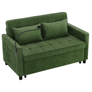 Loveseat Sofa Bed Sleeper With Reversible Backrest, Side Pockets, USB Ports, Phone Holder