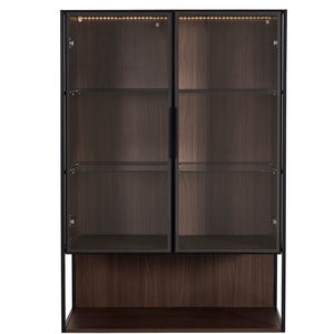 Modern Minimalist 51.2" Tall Lighted Display Cabinet with Tempered Glass