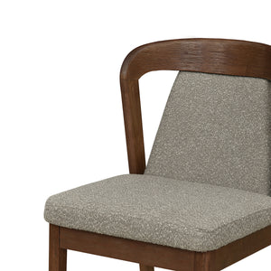 Upholstered Backrest Armless Dining Chairs (Walnut+Light Brown)