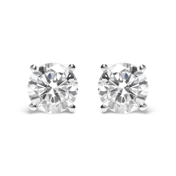 IGI Certified 14K White Gold 5.00 Cttw Round Brilliant-Cut Lab Grown Diamond Classic 4-Prong Stud Earrings with Screw Backs (F-G Color, SI1 Clarity)