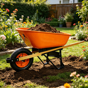 Steel Tray Wheelbarrow Two-Wheeled Trolley for Garden Use