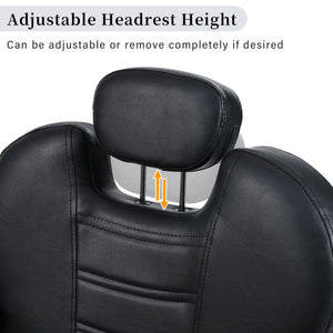 Classic Reclining Barber Chair Salon Chair For Hair Stylist With Heavy Duty Hydraulic Pump, 360° Rotation, Tattoo Chair Shampoo Beauty Salon Equipment, Max Load Weight 330 Lbs
