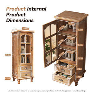Rustic Wooden Storage Cabinet with Decorative Cutout Door & 2 Drawers