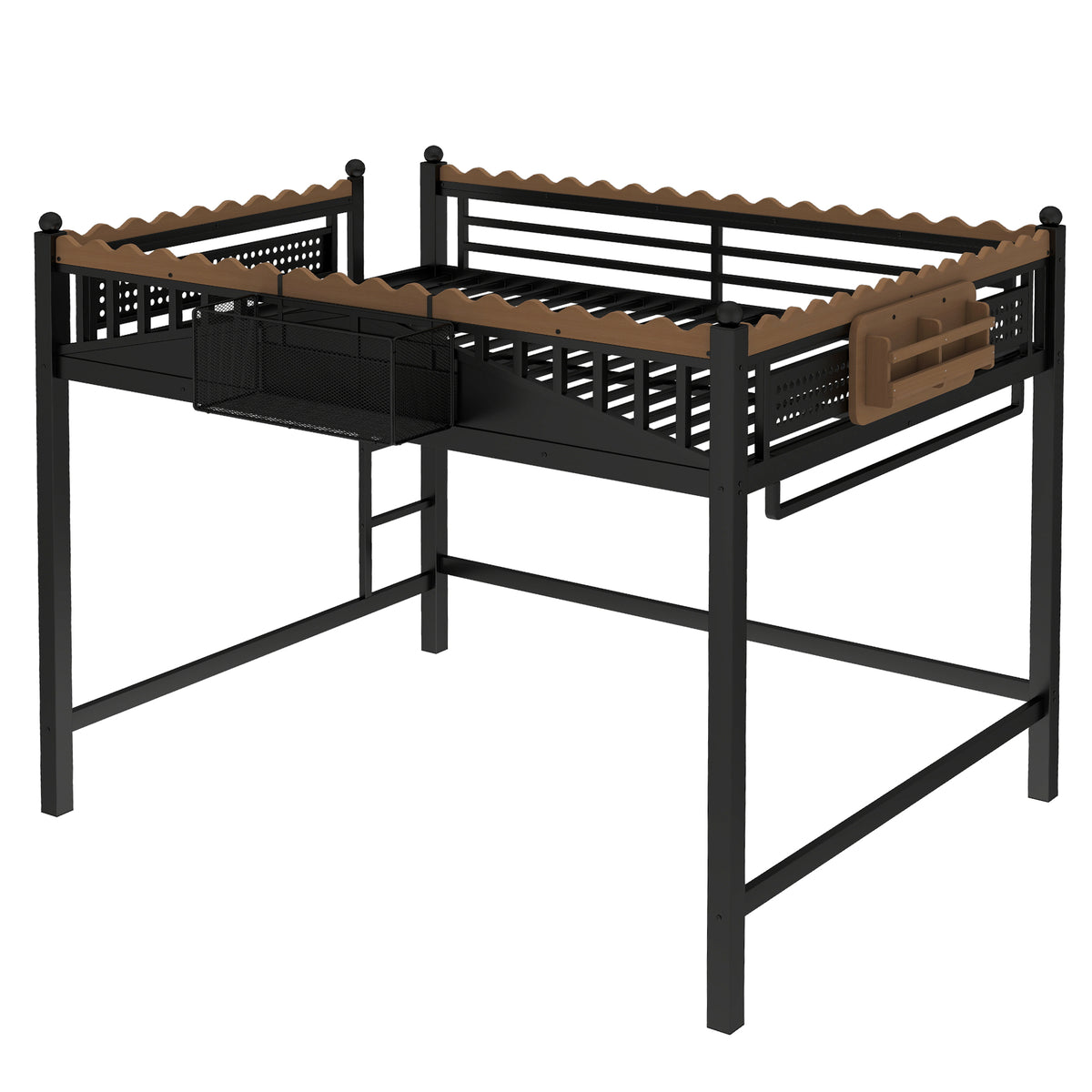 Queen Size Loft Bed with Ladders and Storage
