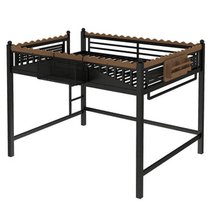 Queen Size Loft Bed with Ladders and Storage