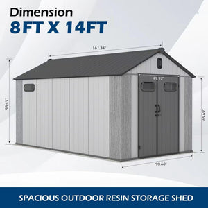 8x14Ft Resin Outdoor Storage Shed with Carpet