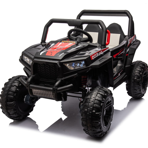 12V7A*1 30W*4 Four-Wheel Drive Seat One Button Start, Forward And Backward, High And Low Speed, Music, Front Light, Power Display, Two Doors Can Open, 2.4G R / C, Seat Belt Four Wheel Absorber