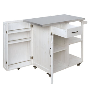Outdoor Kitchen Island Prep Station With Lockable Wheels, Ample Storage, Towel & Spice Racks
