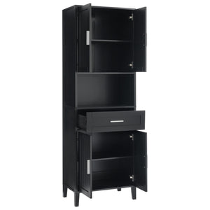 Freestanding Tall Bathroom Cabinet With Soft Close Doors And Adjustable Shelves