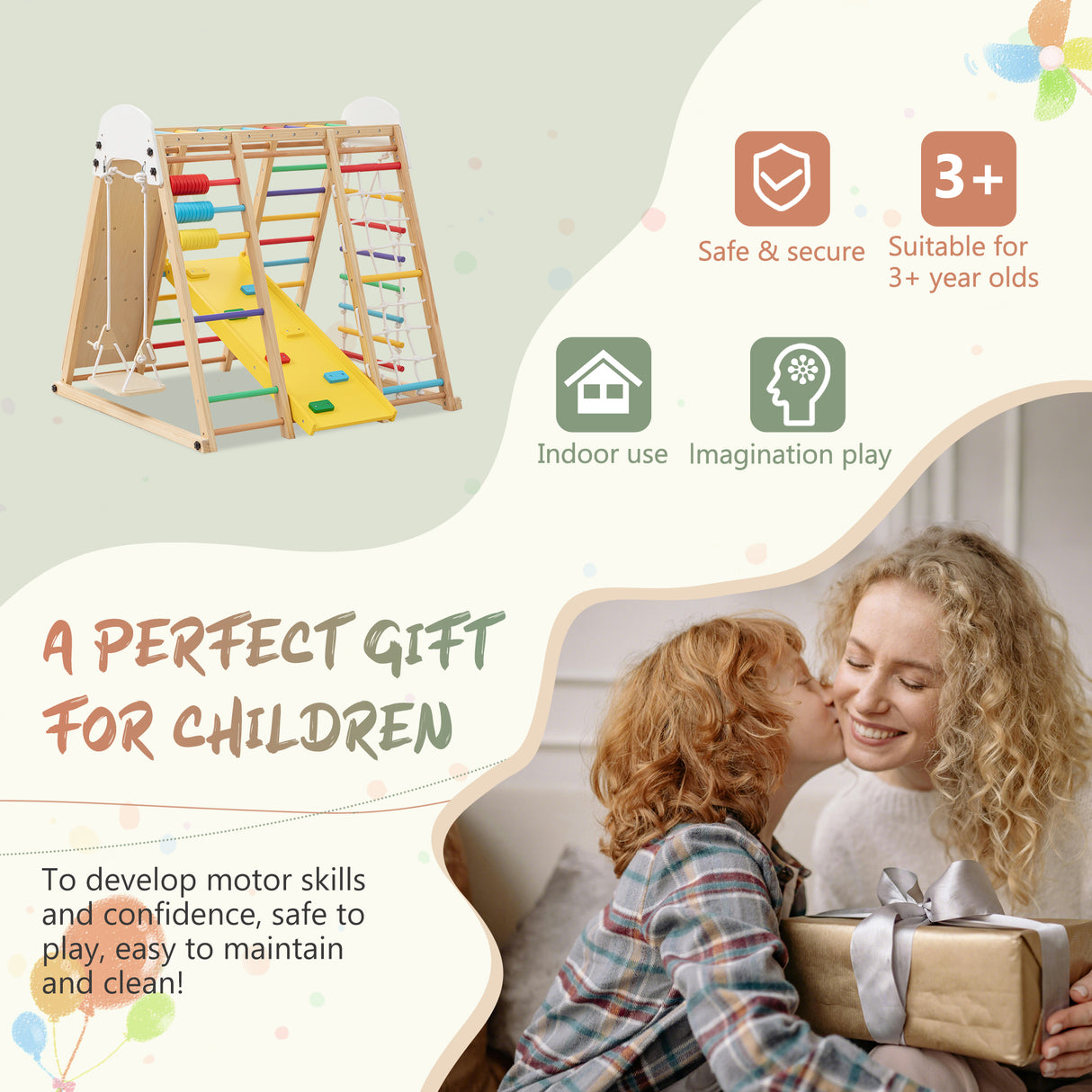9-in-1 Foldable Kids Climbing Frame & Slide