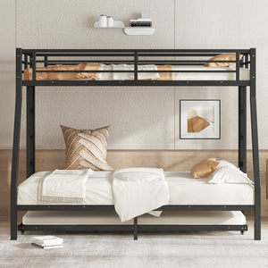 Twin Over Full Metal Bunk Bed with Twin Size Trundle