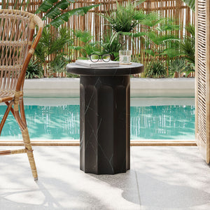 Outdoor Lightweight Concrete BMarble Effect Side Table, Living Room End Table - Black / Marble - Best Buy Furniture