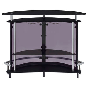 Strick & Bolton - Freestanding Glass Top Home Bar Wine Cabinet With Panels - Black