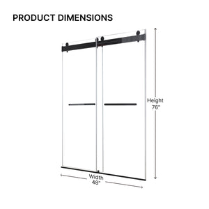 48 inches x 76 inches Double Sliding Shower Door in Matte
