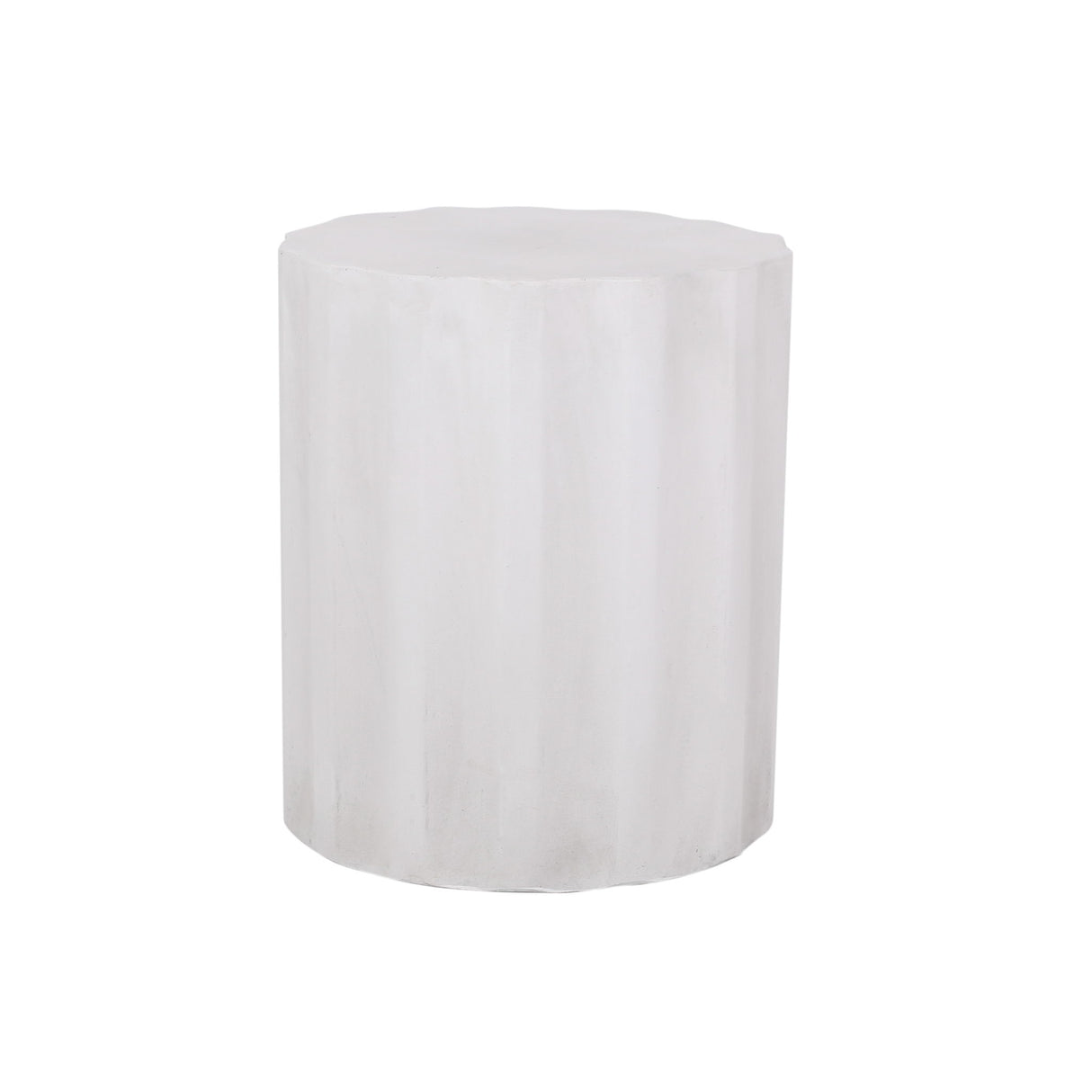 Outdoor End Table With Soft Wave Edge - Antique White