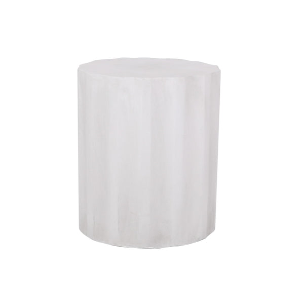 Outdoor End Table With Soft Wave Edge - Antique White