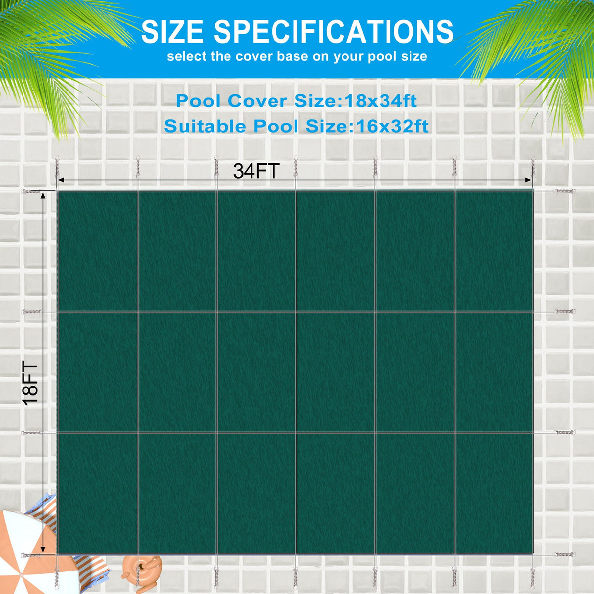 16 x 32 Ft Rectangle Inground Pool Safety Cover