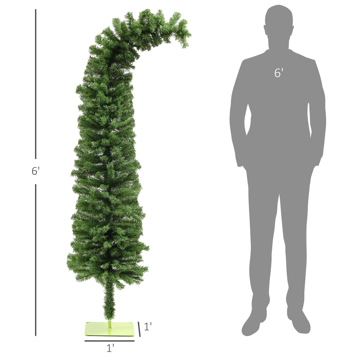HOMCOM 6ft Whimsical Pencil Christmas Tree