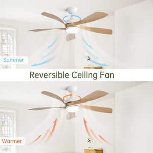 52 Inch Modern Ceiling Fan With 3 Color Dimmable LED Light