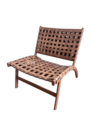 Lounge Chair Woven Accent Chair, Boho Mid Century Modern Armless, Brown