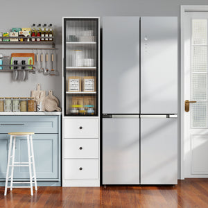 70.87" Tall Bathroom Storage Cabinet with Glass Door and Drawers
