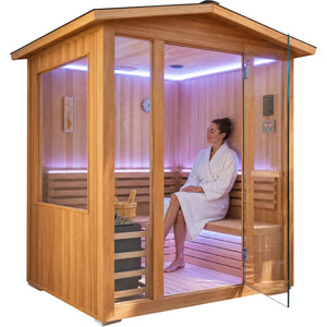 6000W Outdoor Traditional Steam Sauna with Cedar Wood for 4 People