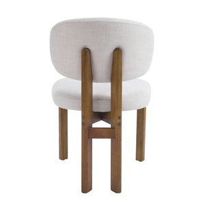 Beige Upholstered Mid-Century Dining Chair