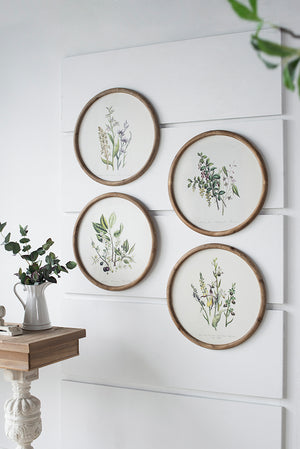 S/4 D19.7" Flora Print Round Frame