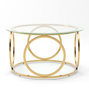 31.5" Modern Round Glass Top Coffee Table