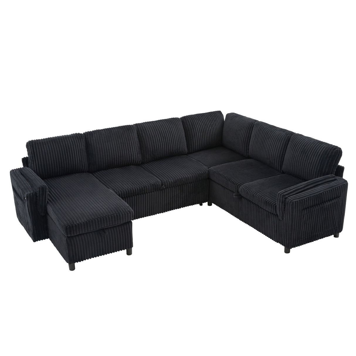 Convertible U-Shaped Sectional Sofa Bed With USB Ports And Storage