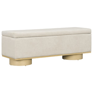Modern 50" Oatmeal Upholstered Storage Bench