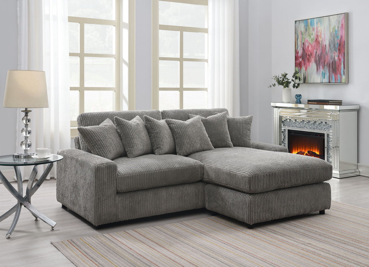 Tavia - Reversible Sectional Sofa With 6 Pillows - Gray - Best Buy Furniture