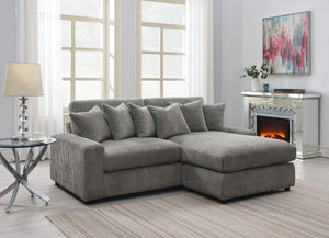 Tavia - Reversible Sectional Sofa With 6 Pillows - Gray - Best Buy Furniture