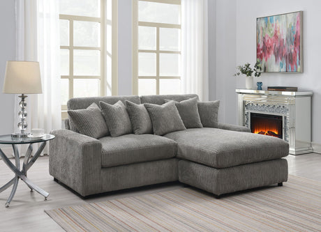 Tavia - Reversible Sectional Sofa With 6 Pillows - Gray - Best Buy Furniture