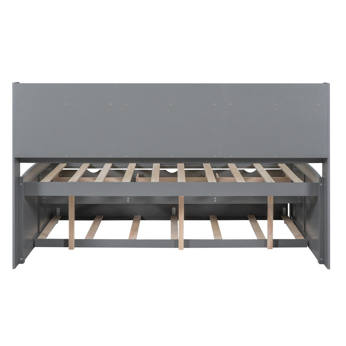 Captain Bed With Built In Bookshelves, 3 Storage Drawers, And Trundle